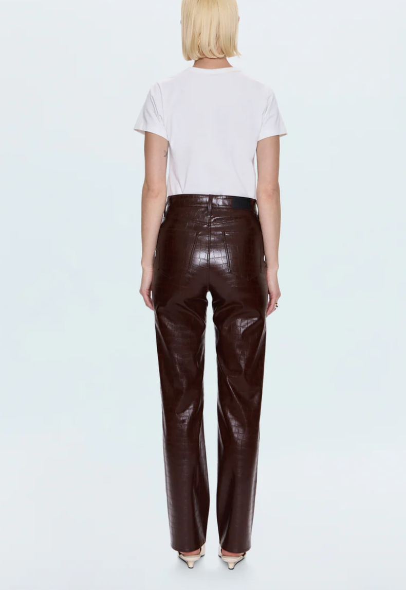 Cassie High Rise Pant - Tobacco Croc