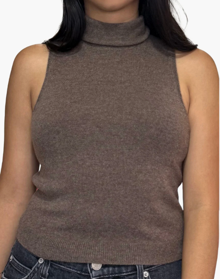 Sofie Sleeveless Turtleneck - Swiss Brown