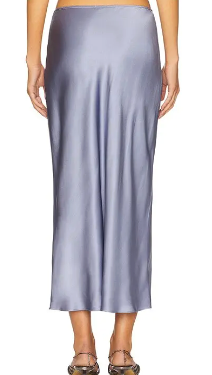 Miranda Scallop Silk Skirt - Smoky Blue