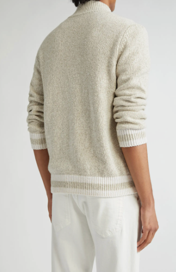 Eleventy Full Zip Cardigan - White/Sand