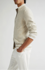 Eleventy Full Zip Cardigan - White/Sand