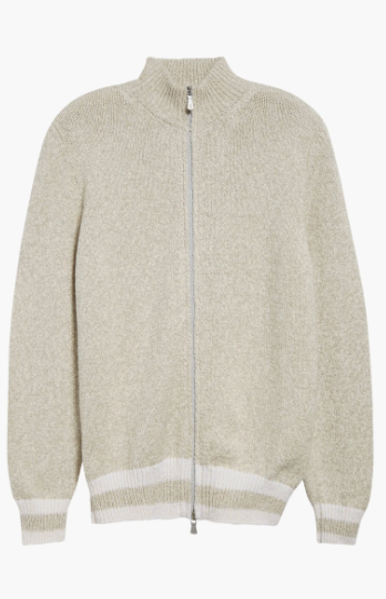 Eleventy Full Zip Cardigan - White/Sand