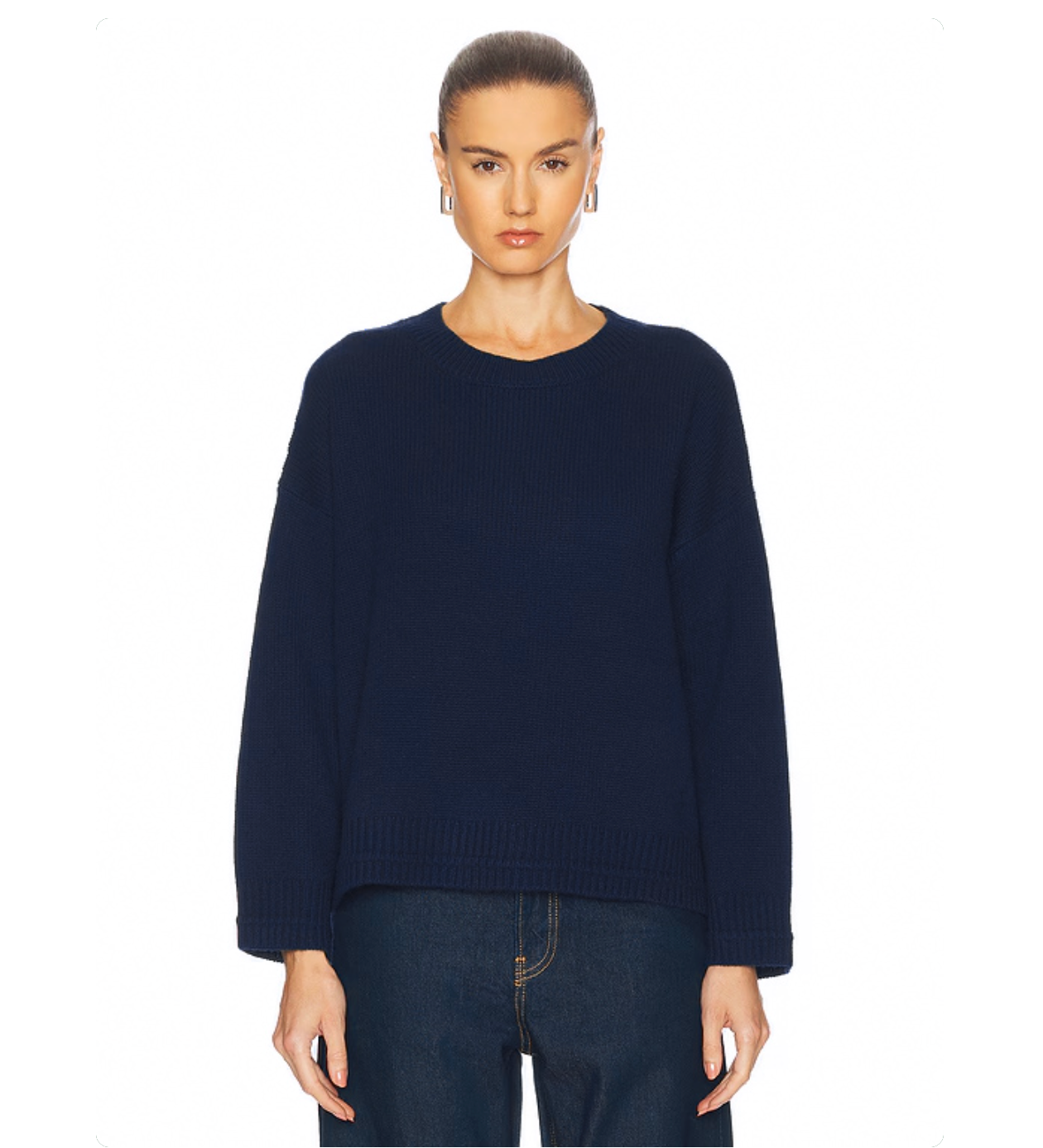 Alston Boyfriend Cashmere Crewneck - Midnight Navy