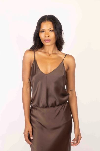 Gloria Silk Cami - Swiss Brown
