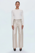 Tate High Rise Bowed Wide Leg Pant - Champagne Luster