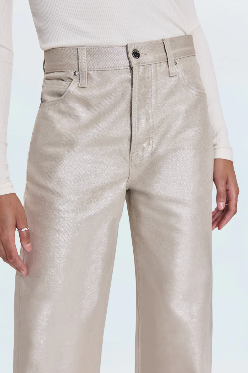 Tate High Rise Bowed Wide Leg Pant - Champagne Luster