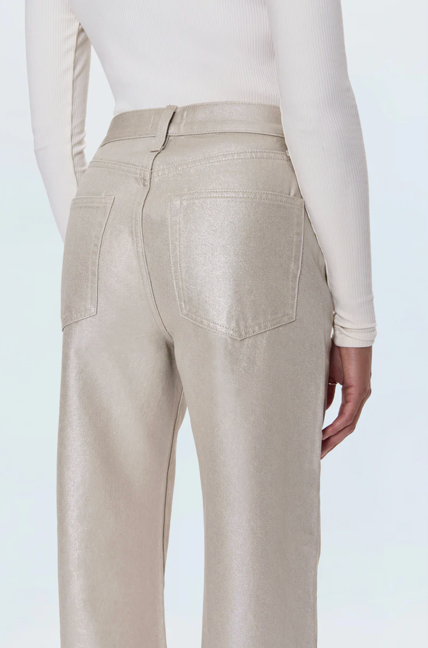 Tate High Rise Bowed Wide Leg Pant - Champagne Luster