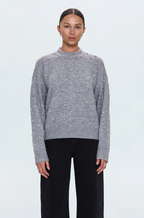 Aura Relaxed Crew Neck Sweater - Charcoal Diamonte