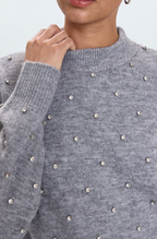 Aura Relaxed Crew Neck Sweater - Charcoal Diamonte