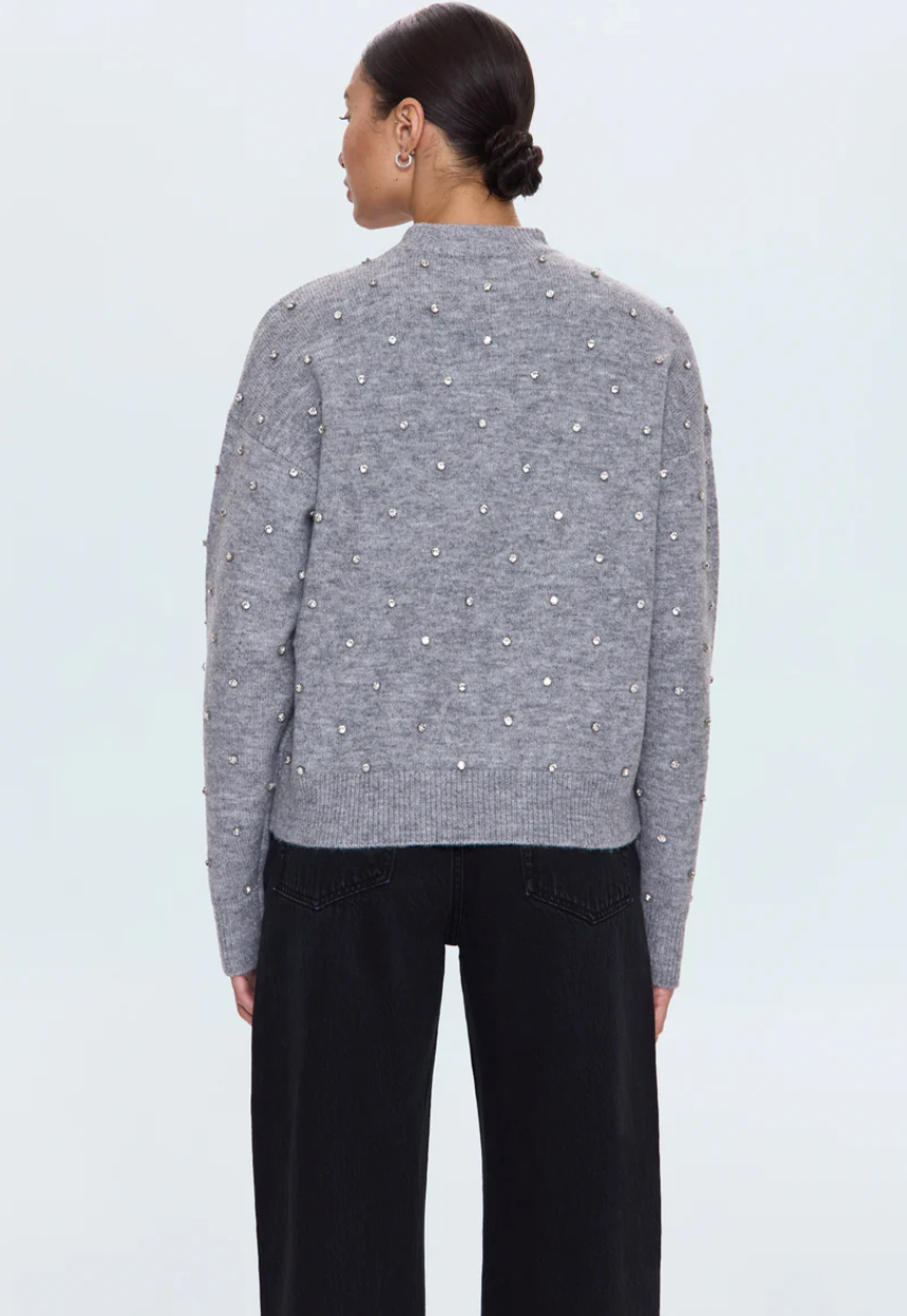 Aura Relaxed Crew Neck Sweater - Charcoal Diamonte