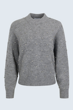 Aura Relaxed Crew Neck Sweater - Charcoal Diamonte