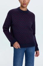 Hanna Oversized Heart Sweater - Navy/Red