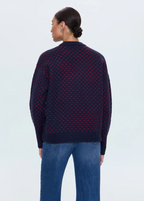 Hanna Oversized Heart Sweater - Navy/Red