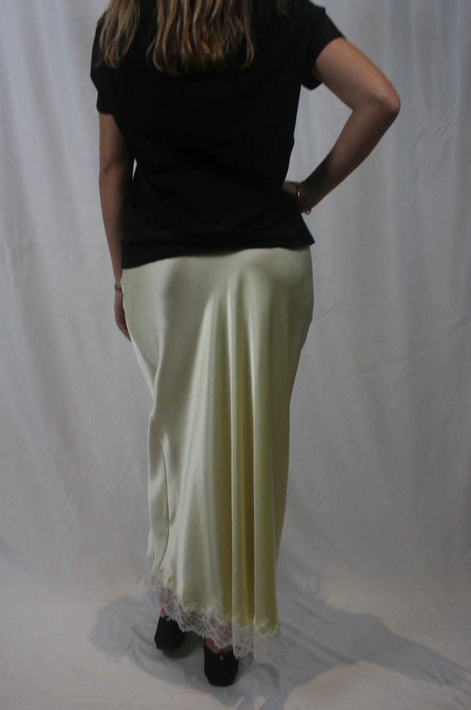 Miranda B Scallop Trim Skirt with lace -Pale Citron