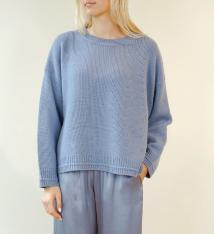 Alston Boyfriend Cashemere Crewneck - Dusty Periwinkle