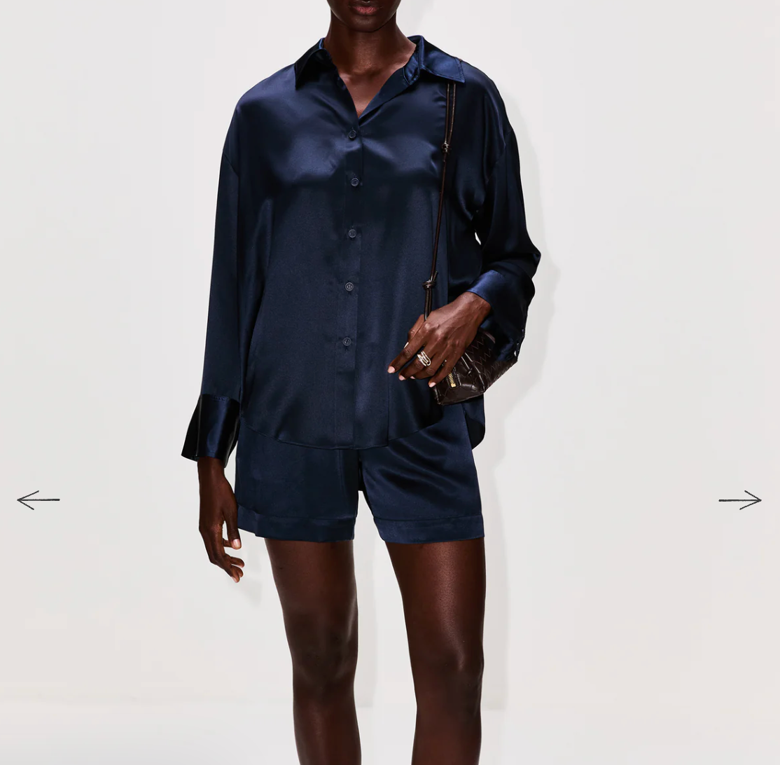 Benton Slouchy LS Button Down - Midnight Navy