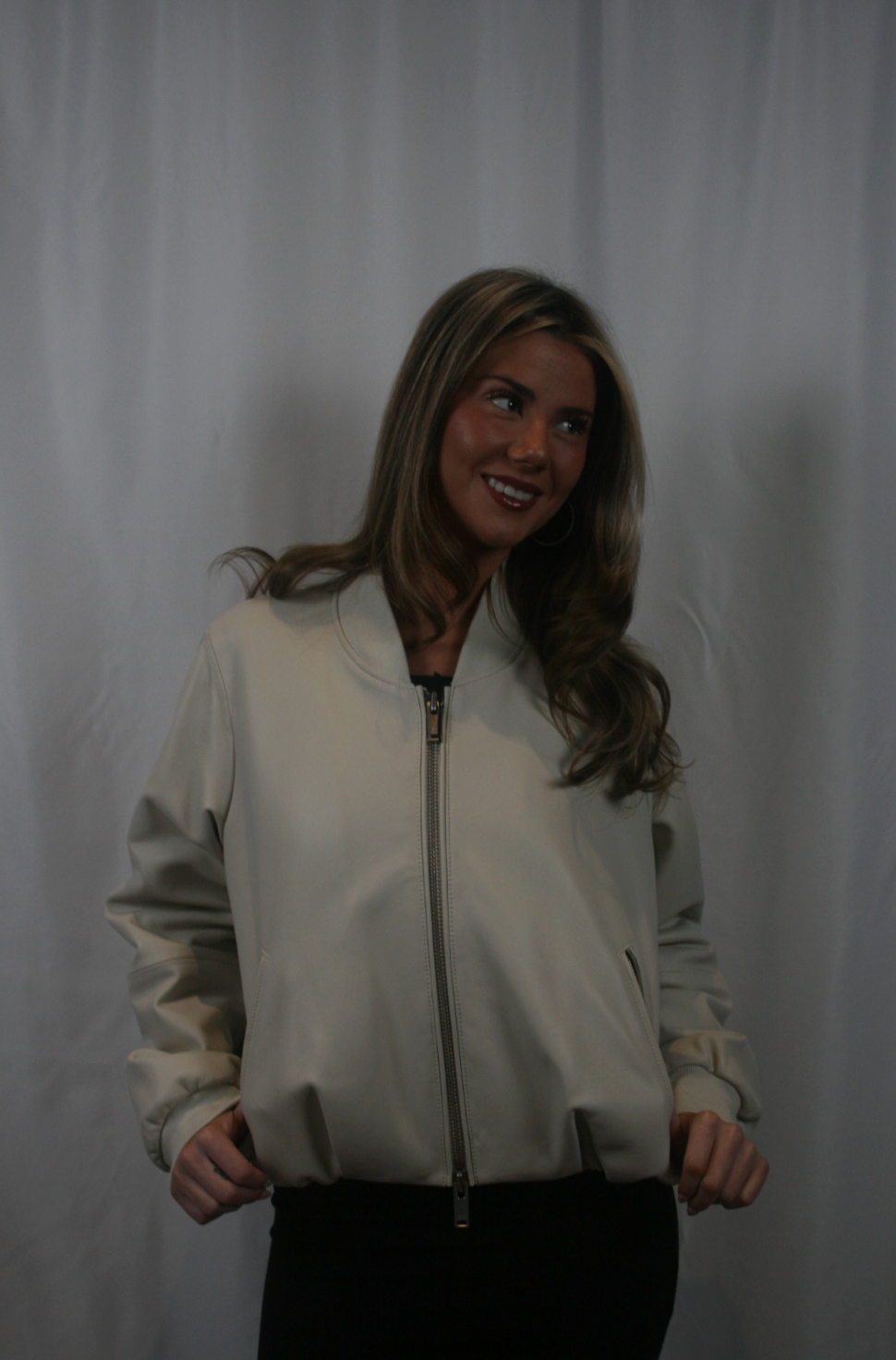 Cardin Leather Jacket - Bone