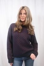 Hanna Oversized Heart Sweater - Navy/Red