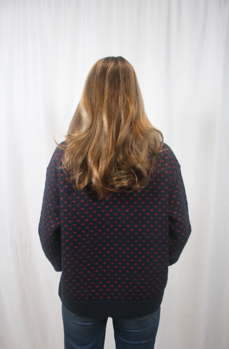 Hanna Oversized Heart Sweater - Navy/Red