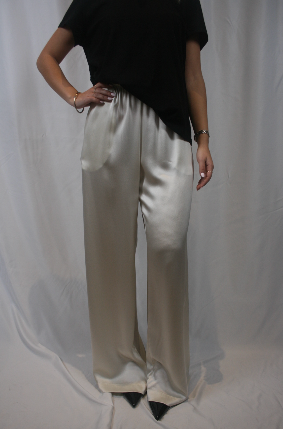 Brynn Pull On Silk Pant - Gardenia