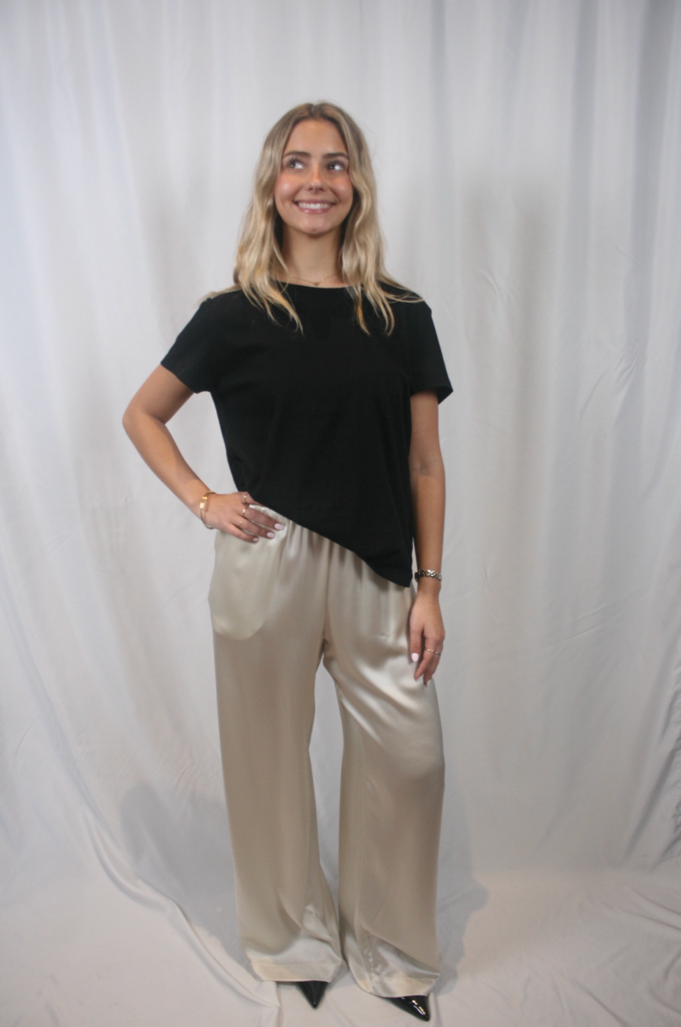 Brynn Pull On Silk Pant - Gardenia