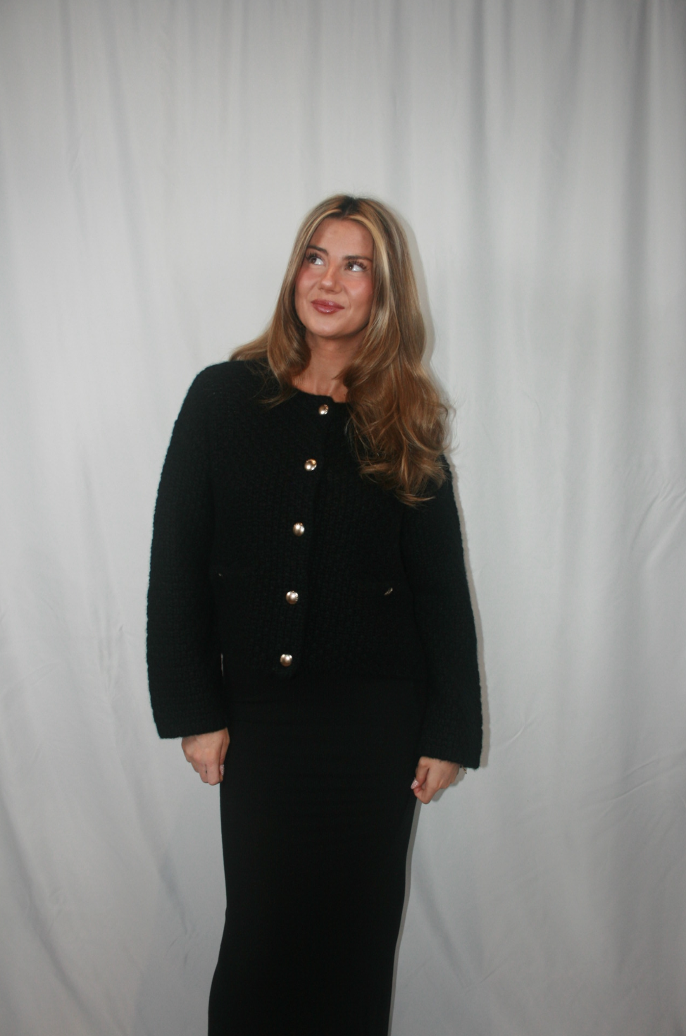 Charlene Cropped Welt Pocket Jacket - Black