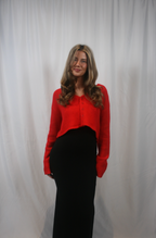 Bianco Cropped V-Neck Cardigan - Scarlet