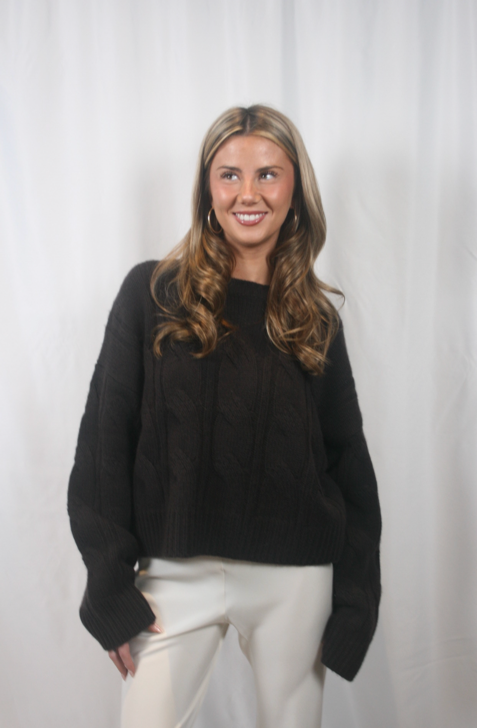 Tristan Crewneck Cable Pullover - Oak Tree