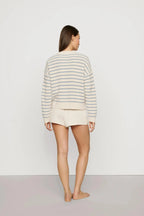 Coastal Crew Neck - Stripe Almond Heather/Faded Denim