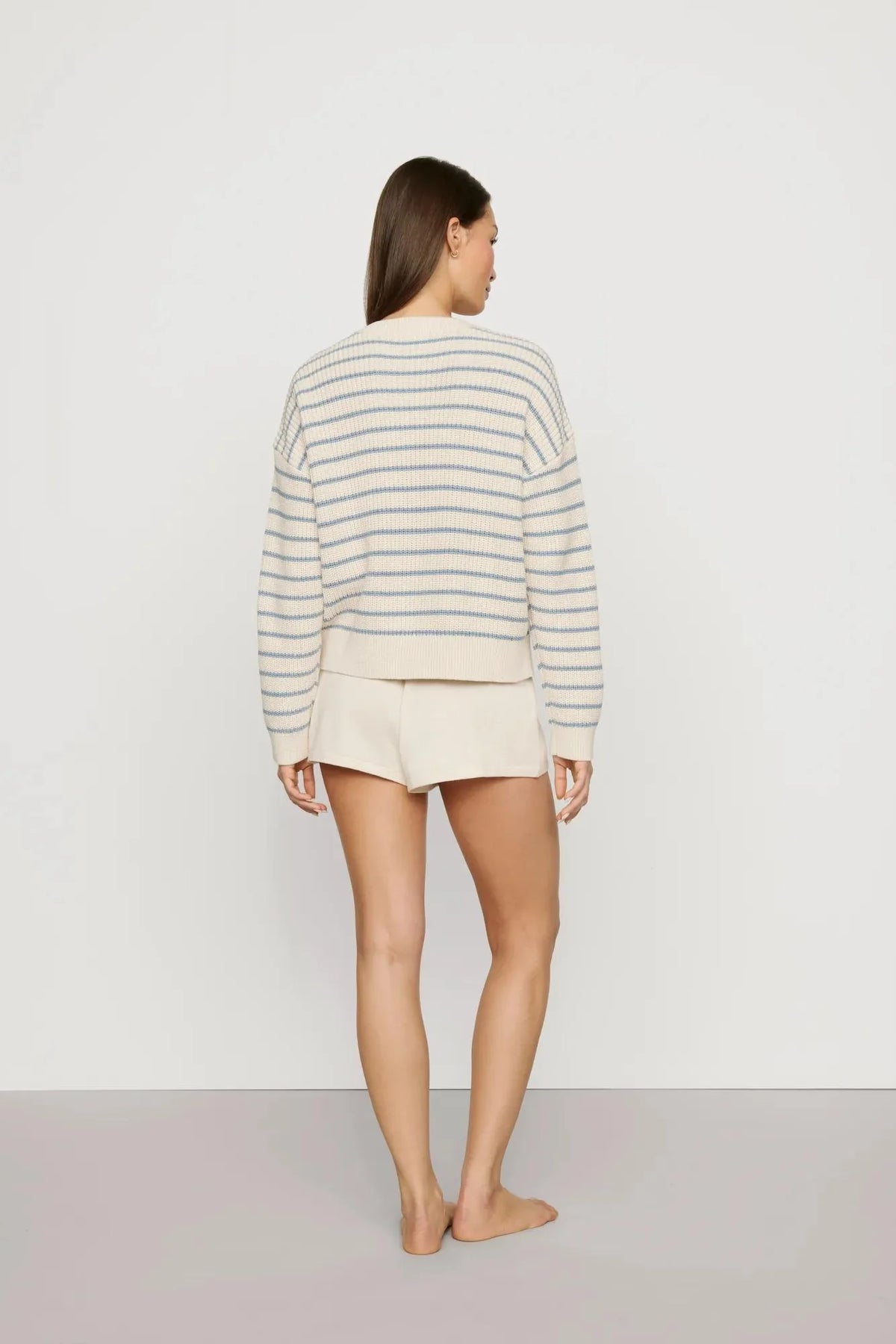 Coastal Crew Neck - Stripe Almond Heather/Faded Denim