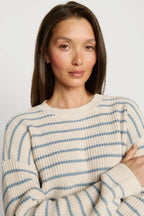 Coastal Crew Neck - Stripe Almond Heather/Faded Denim