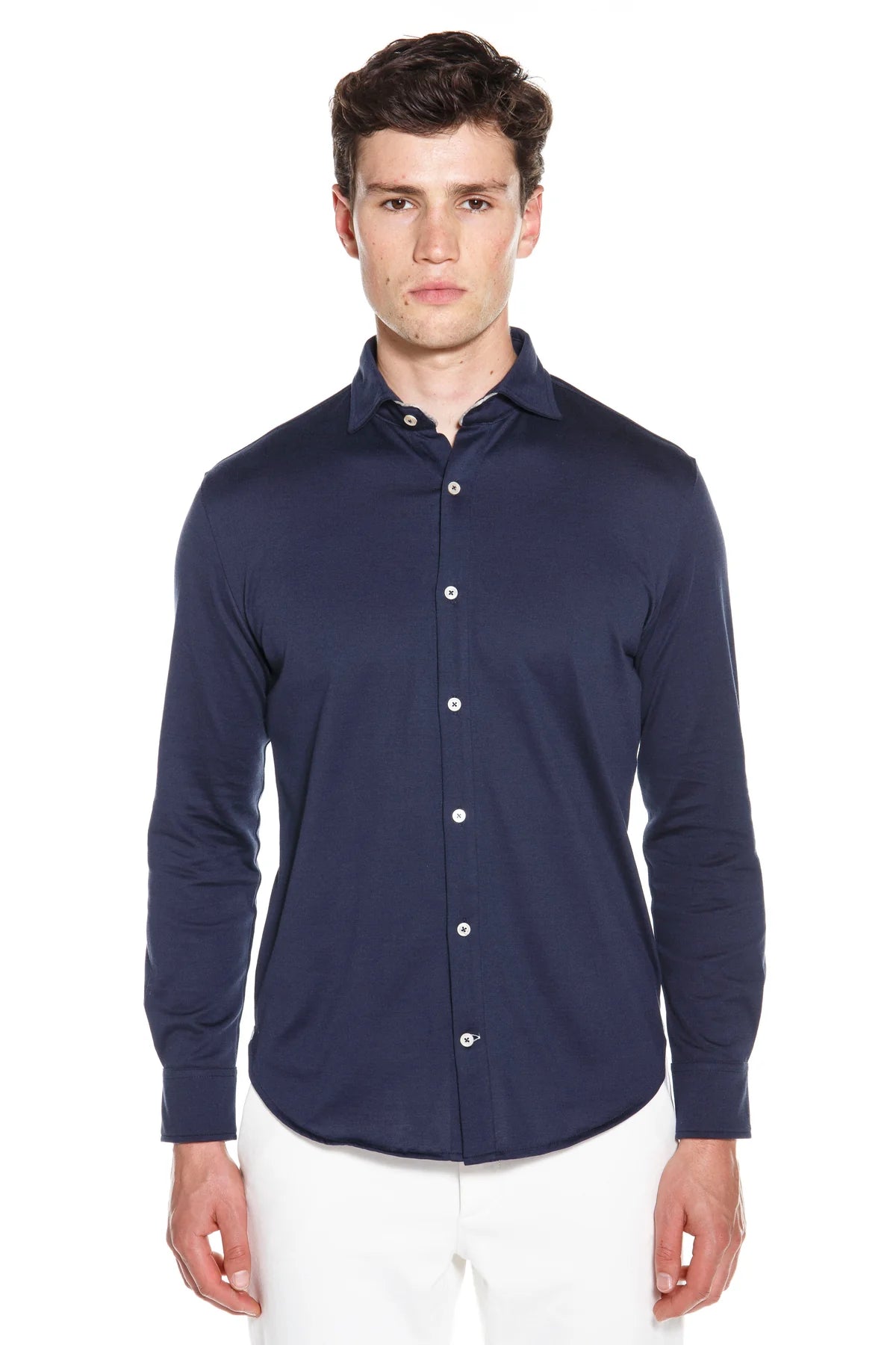 Button Up Jersey Shirt - New Blue