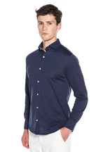 Button Up Jersey Shirt - New Blue