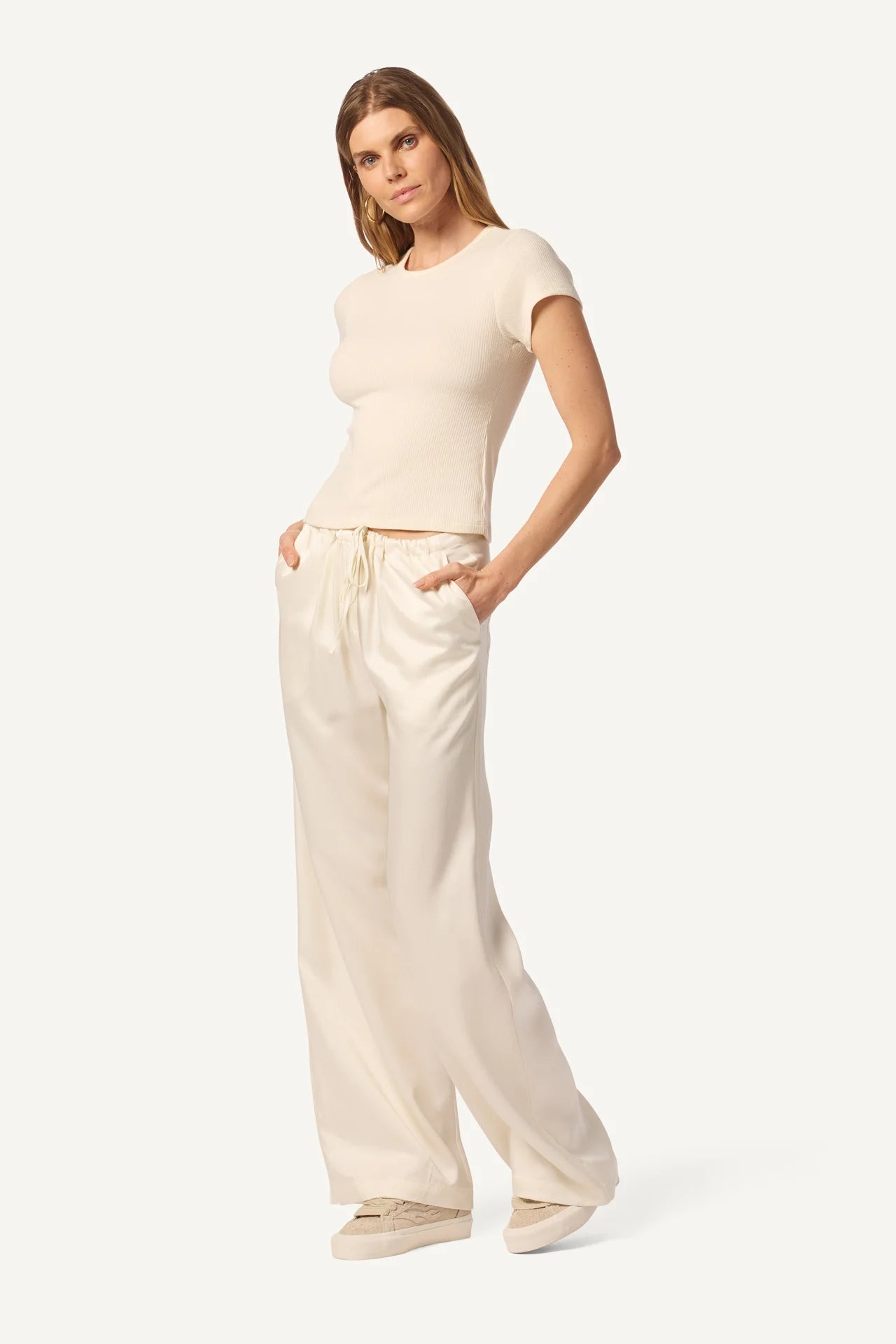 Gemma Pull On Straight Pant - Gardenia