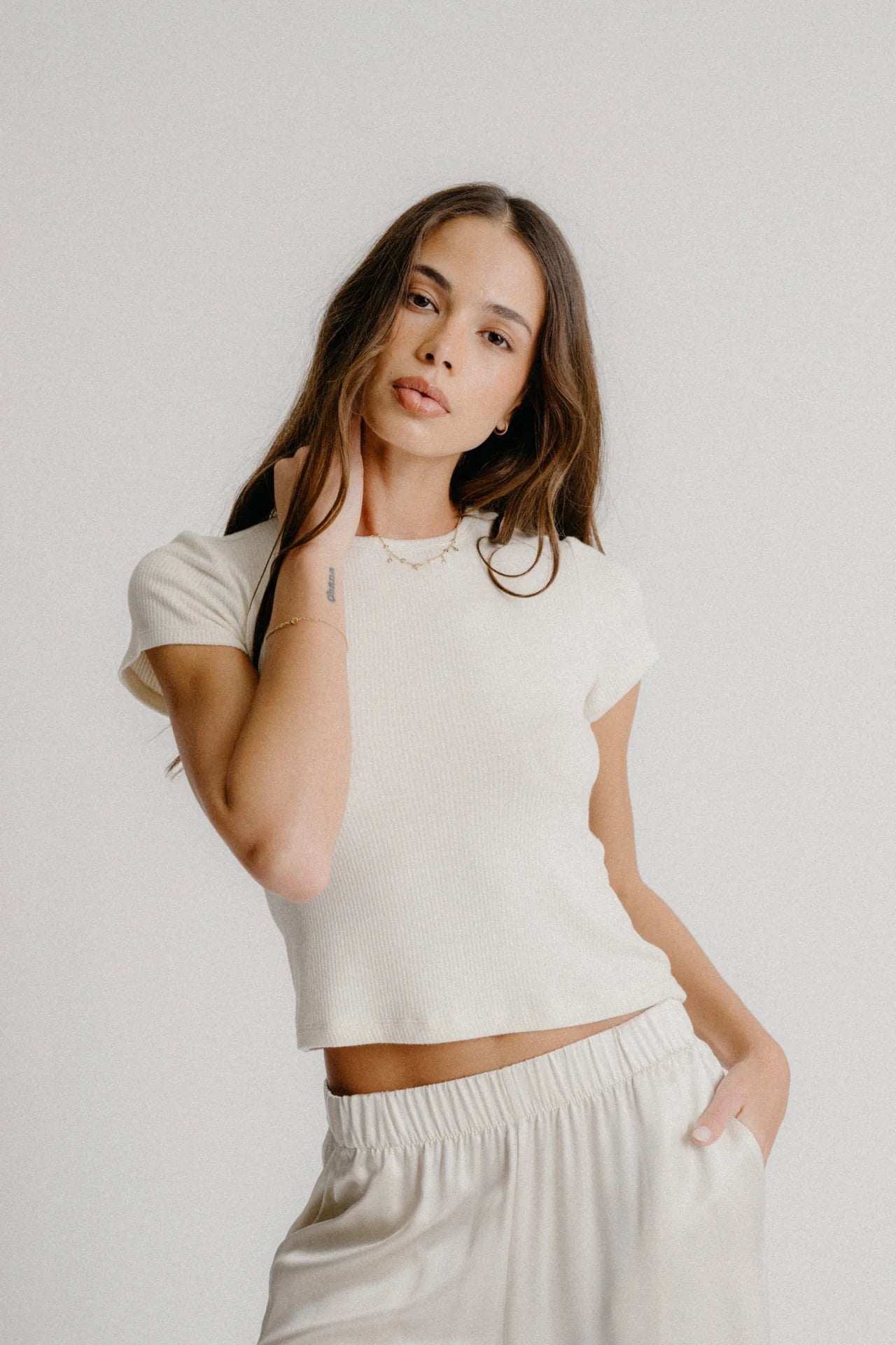 Yael Cropped Baby Tee - Gardenia