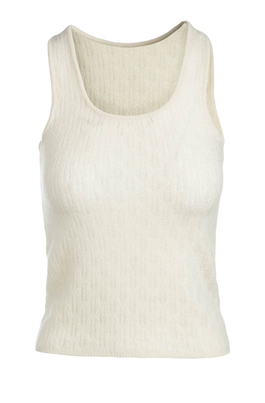 Cashmere Pointelle Tank - White WH