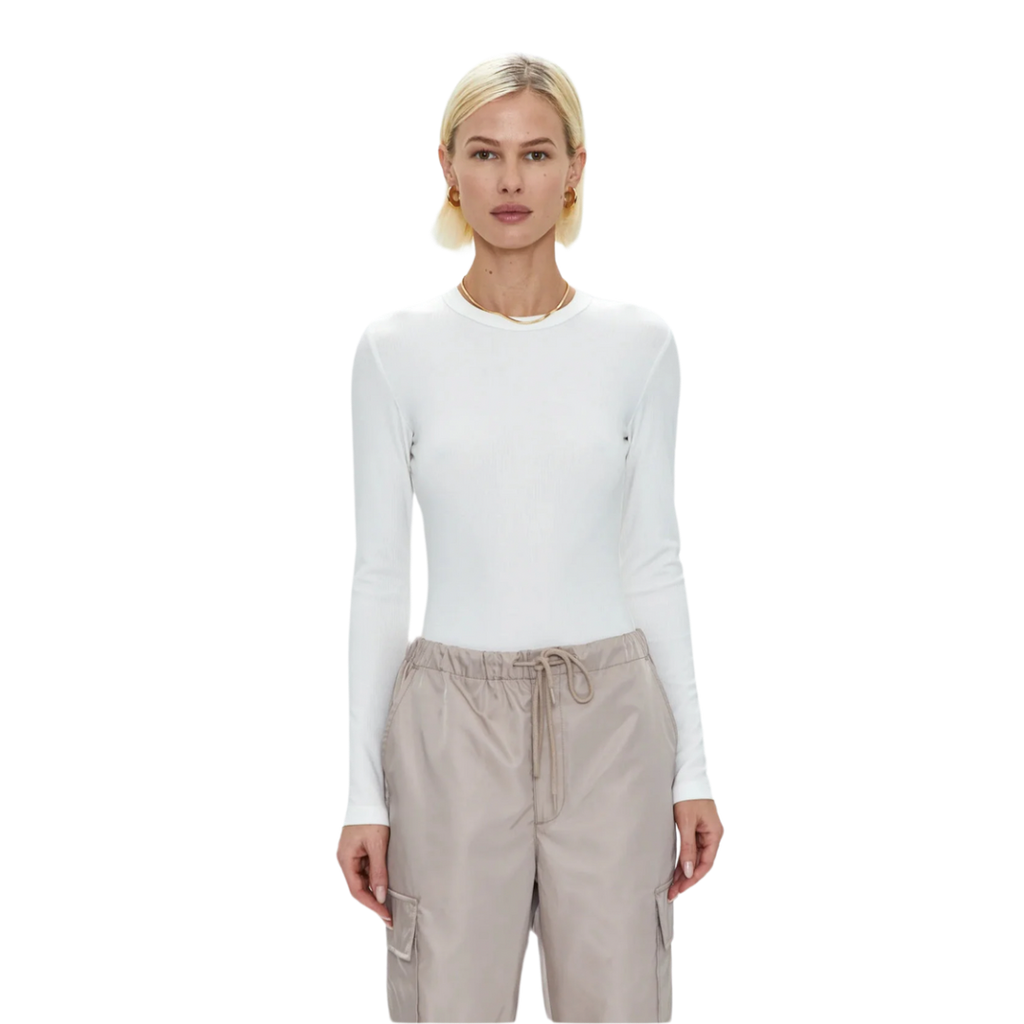 Bailey Long Sleeve Crew Neck Thong Bodysuit - Le Blanc