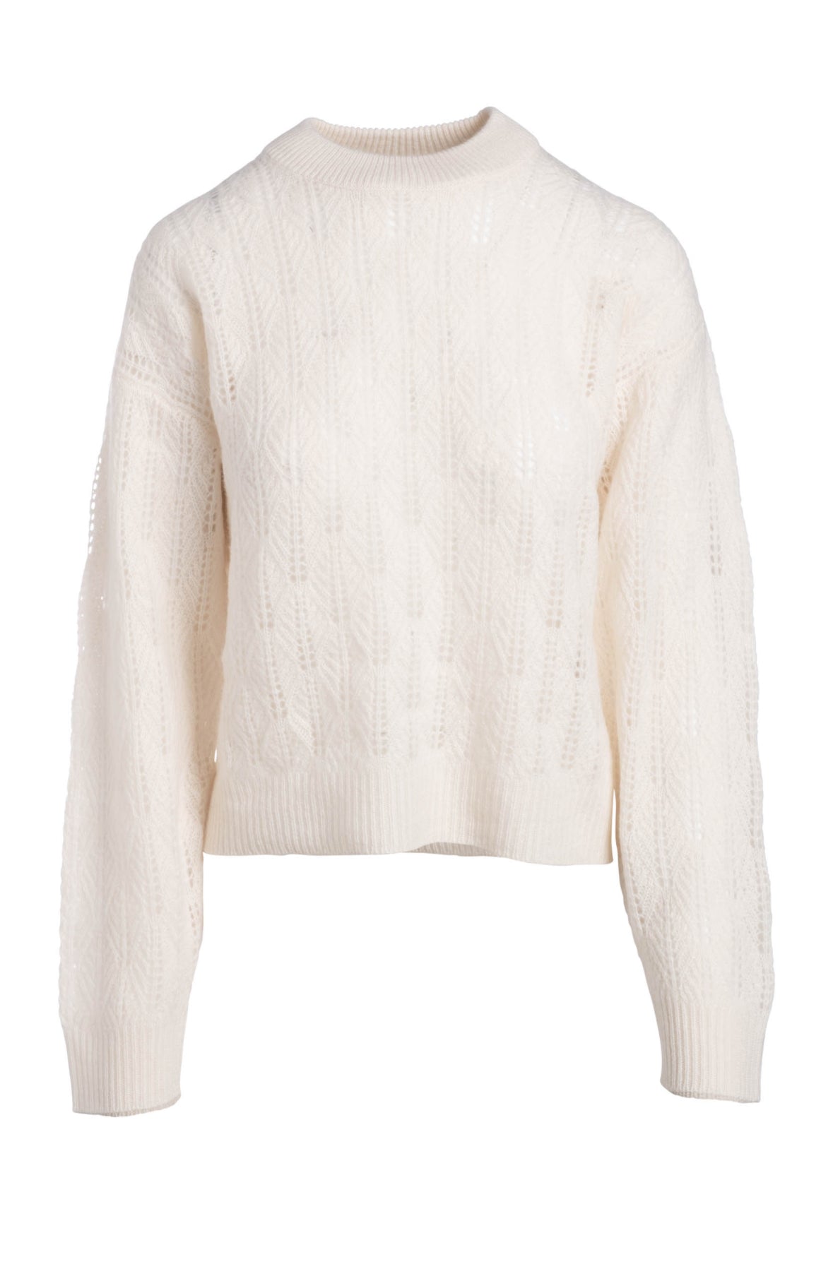 Cashmere Pointelle Crew - White WH