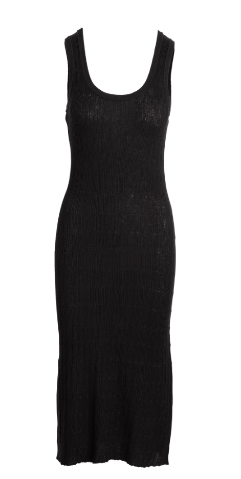 Organic Hemp Cotton Cable Scoop Neck Dress - Black