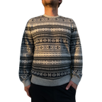 Wool Cashmere Fair Isle Crewneck Sweater - Cement