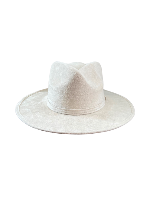 Suede Flat Brim Hat- Ivory