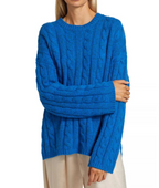 Super Luxe Cashmino Cable Crewneck - Royal Blue