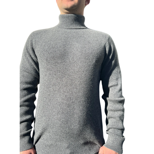 Cashmere Ribbed Turtleneck - Granite