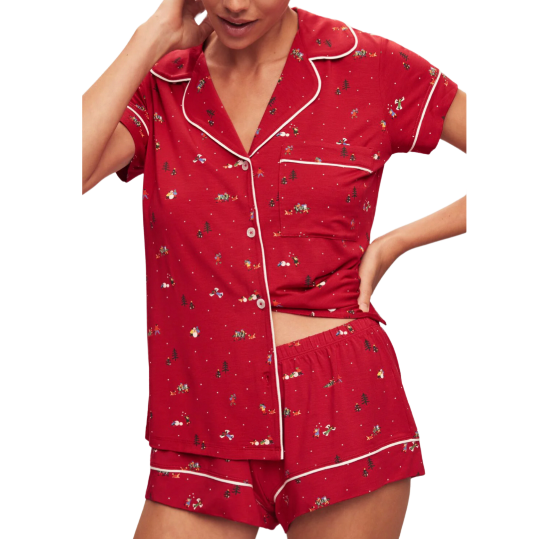 Gisele Printed Shortie PJ Set- WR/IV