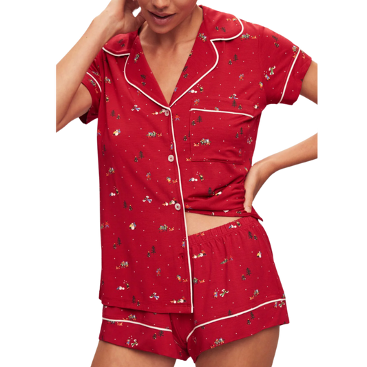 Gisele Printed Shortie PJ Set- WR/IV