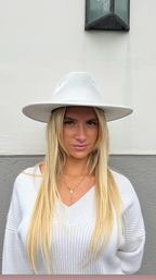 Suede Flat Brim Hat- Steel Blue