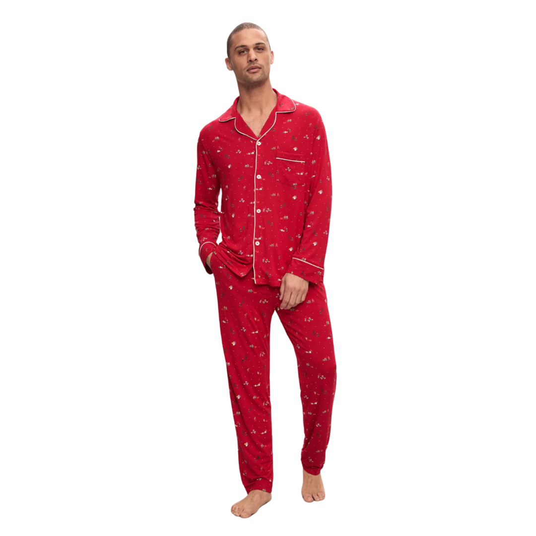 William Printed Long PJ Set-WR/IV