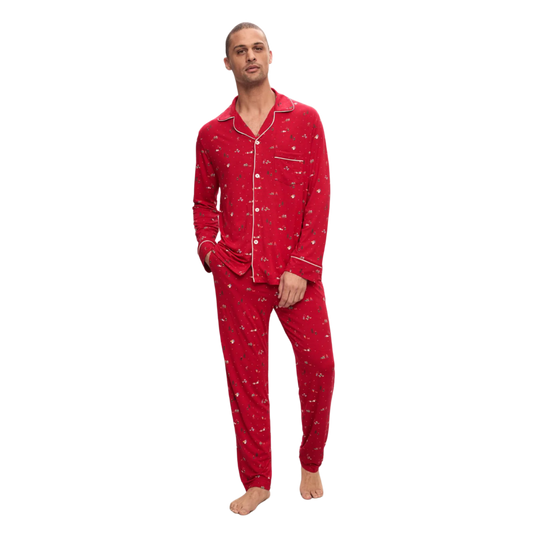 William Printed Long PJ Set-WR/IV