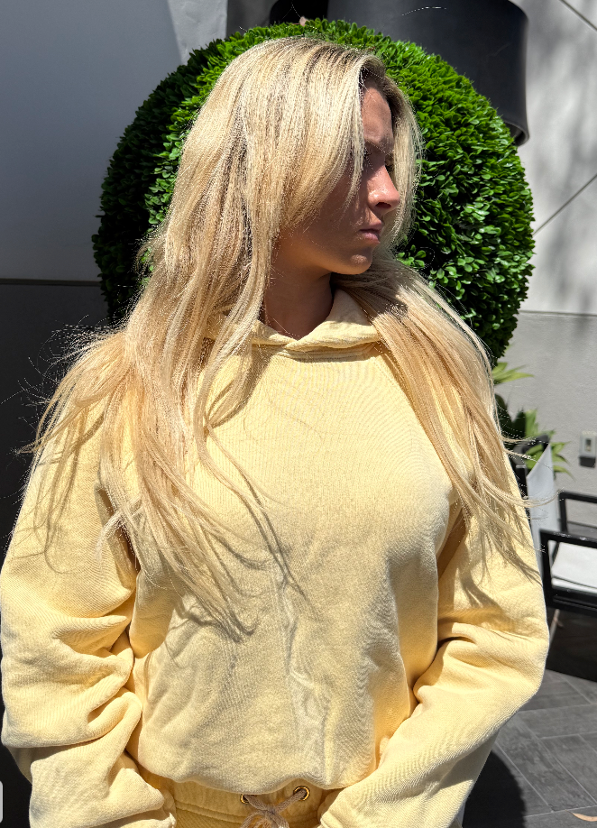 ROSA - RAW ZIP HOODIE- WASHED BUTTER