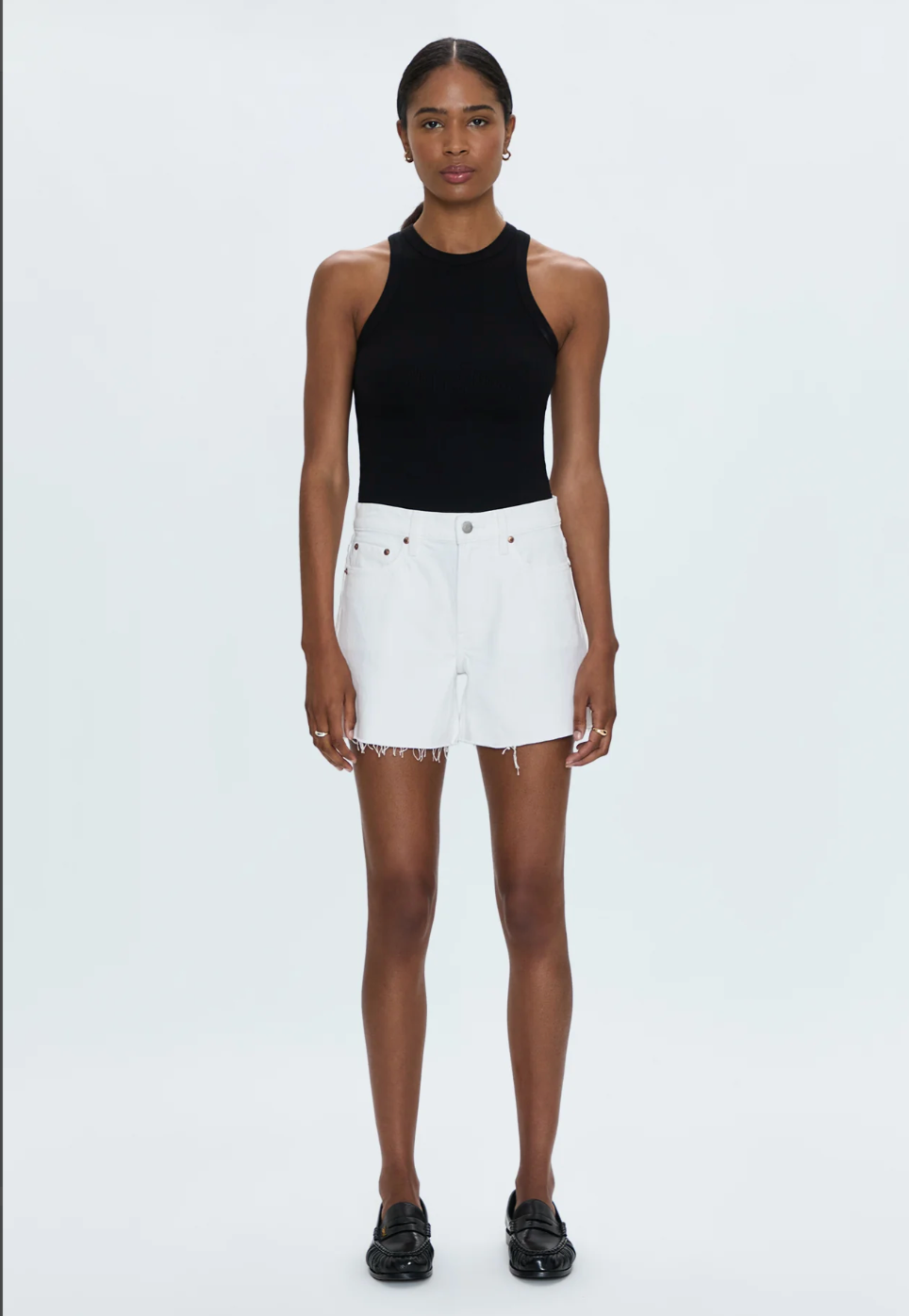 Kennedy Relaxed Mid Rise Cut Off Short- Antique White